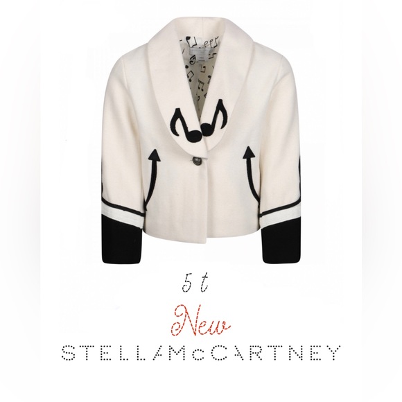 STELLA MCCARTNEY NEW sz 5 Musical Note Blazer in Off-White wool military jacket